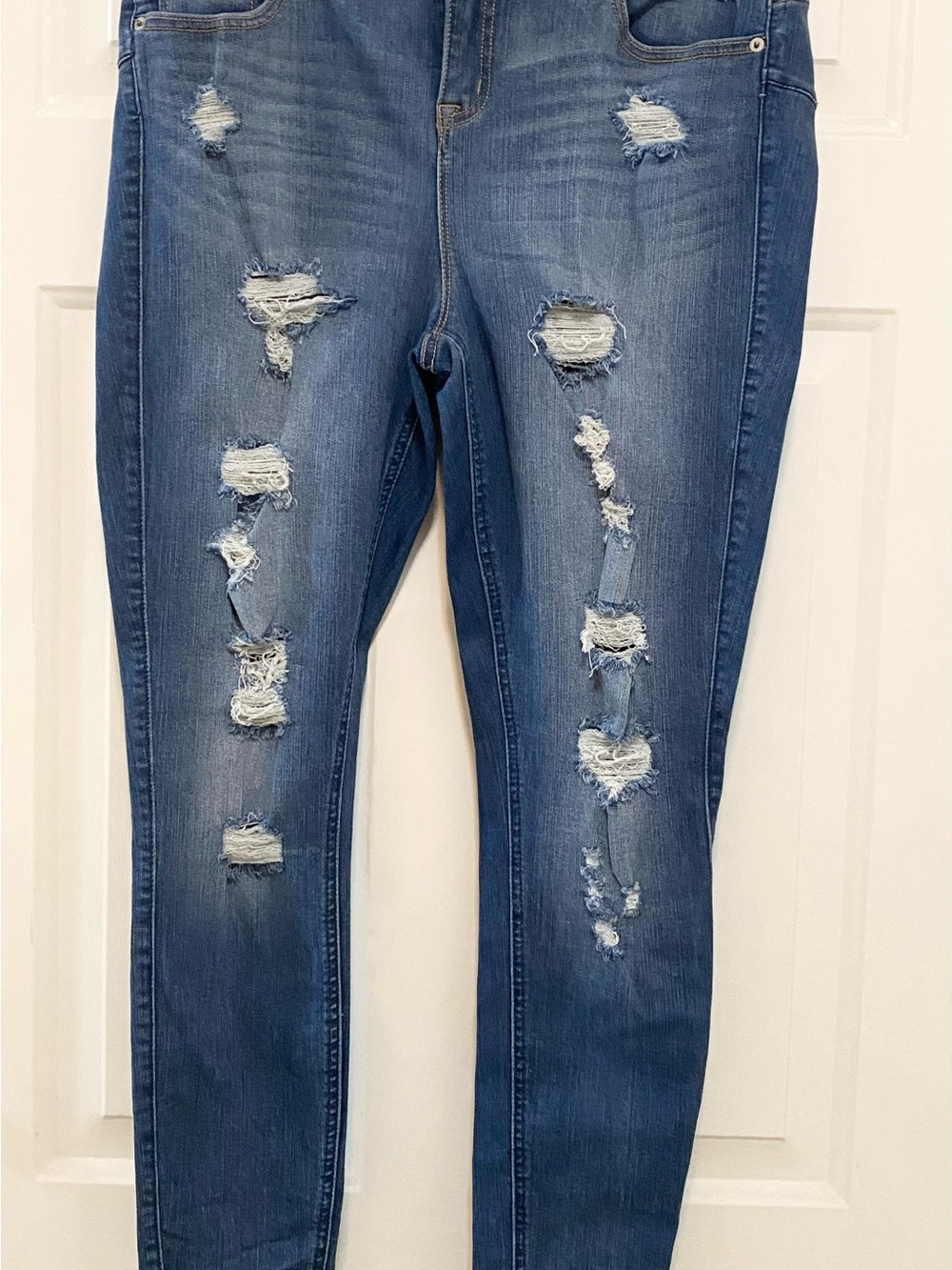 torrid Distressed Blue Skinny Jeans